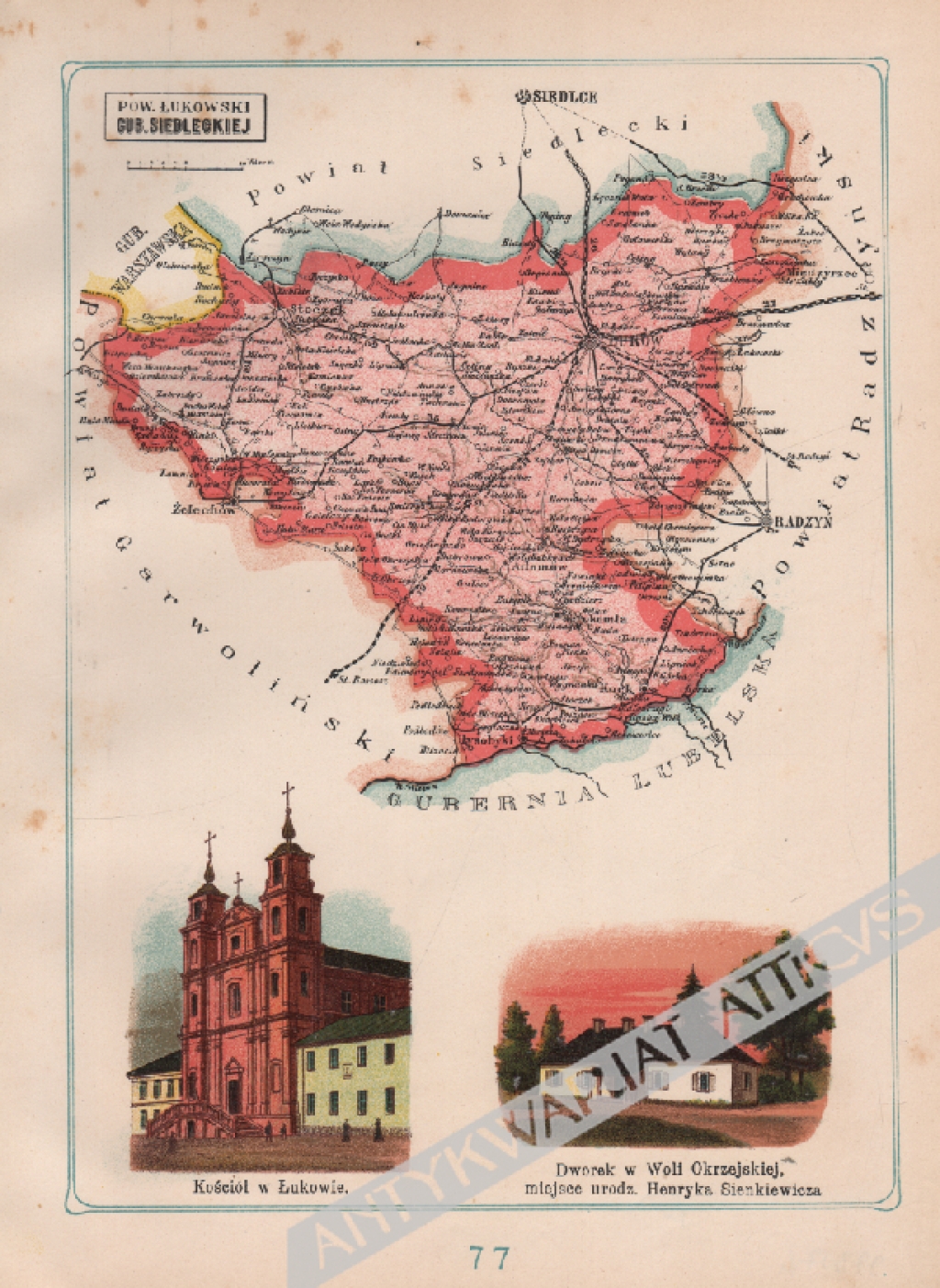 [mapa, 1907] Powiat Łukowski Guberni Siedleckiej