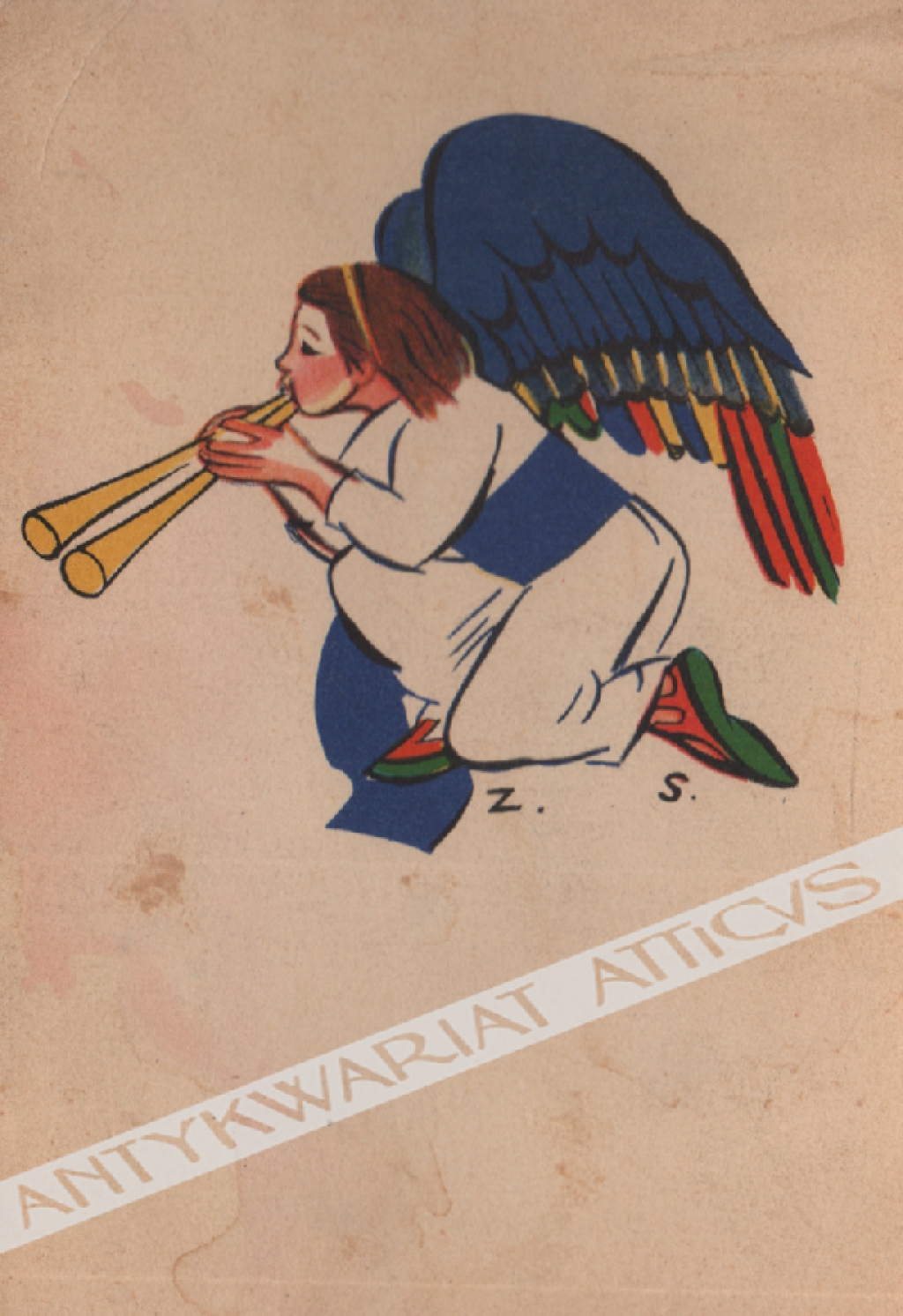 [pocztówka, ok. 1930] Anioły grające. Anges musiciens.