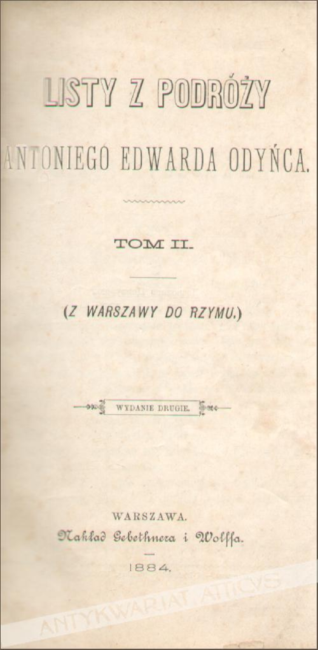 Listy z podróży, t. II: Z Warszawy do Rzymu