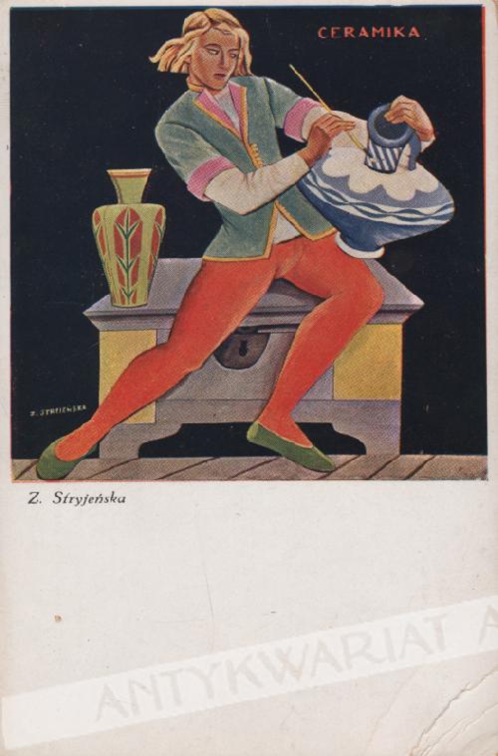 [pocztówka, lata 1930-te] Zofia Stryjeńska - Ceramika