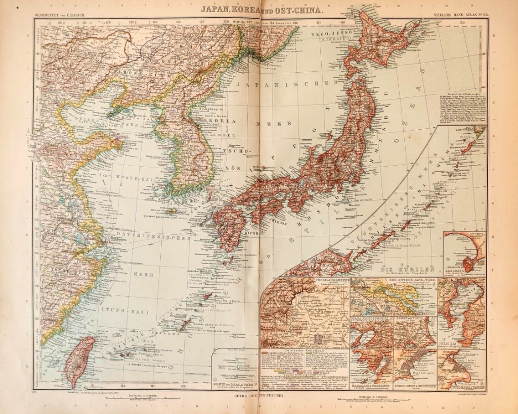 [mapa Japonia, Korea i wschodnie Chiny , 1905]  Japan, Korea und Ost-China