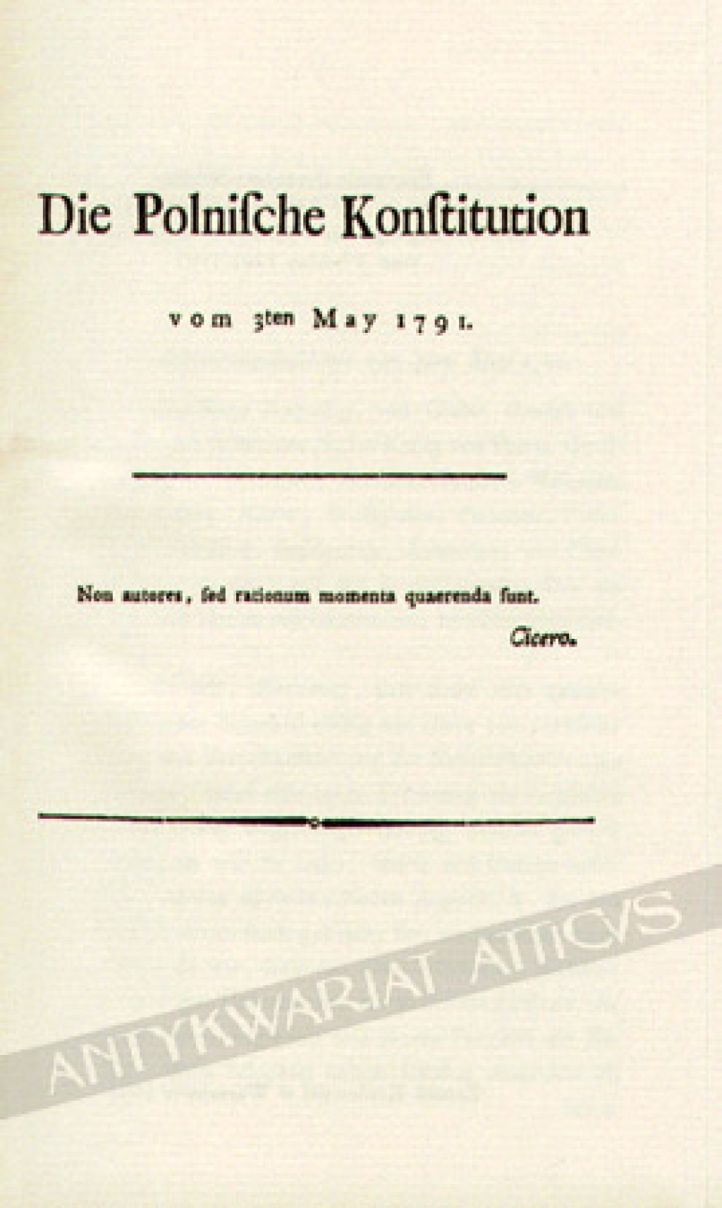 Die Polnische Konstitution vom 3ten May 1791 [reprint]