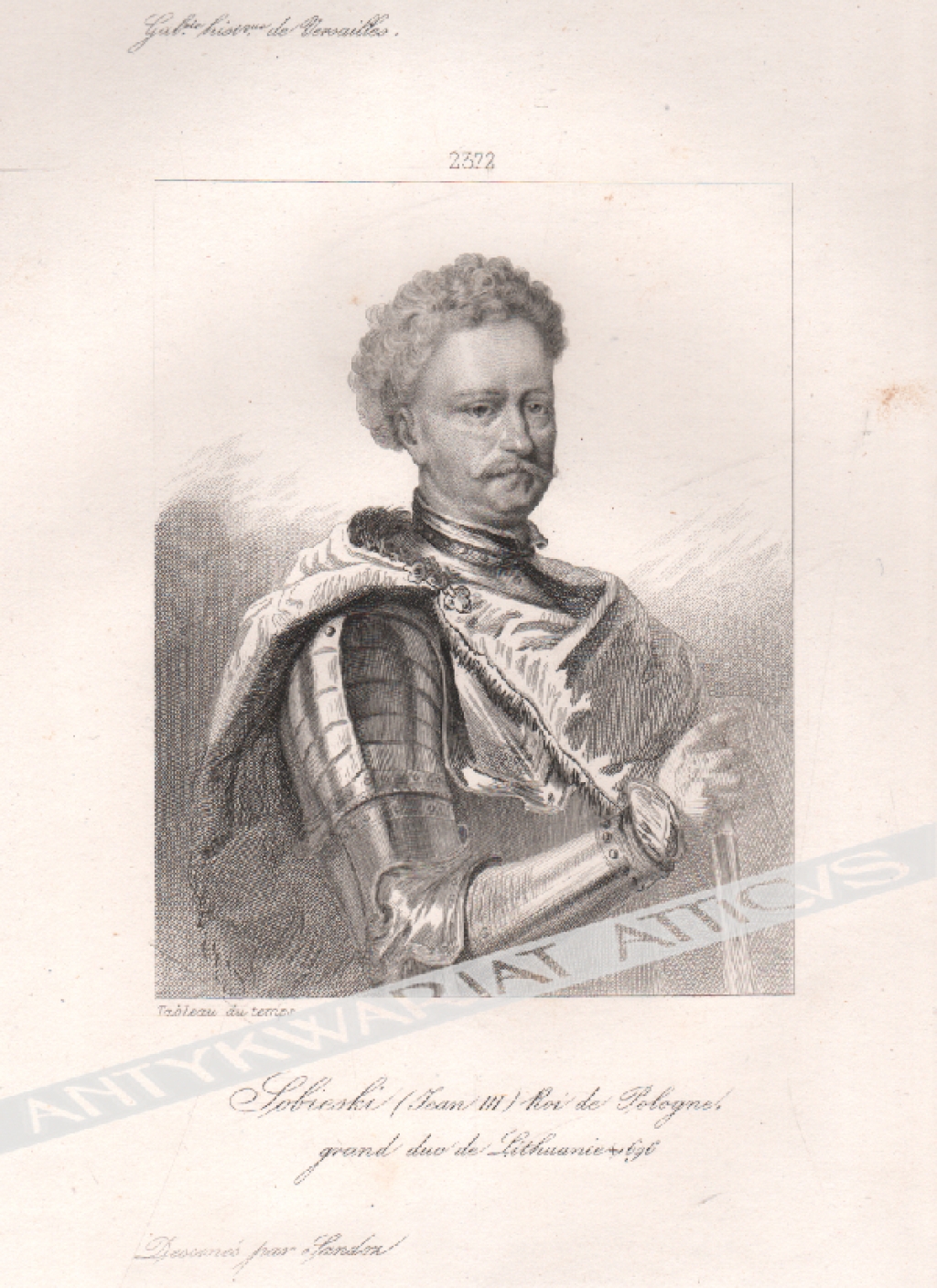 [rycina, ok. 1840] Sobieski (Jan III) Roi de Pologne, Grand Duc de Lithuanie