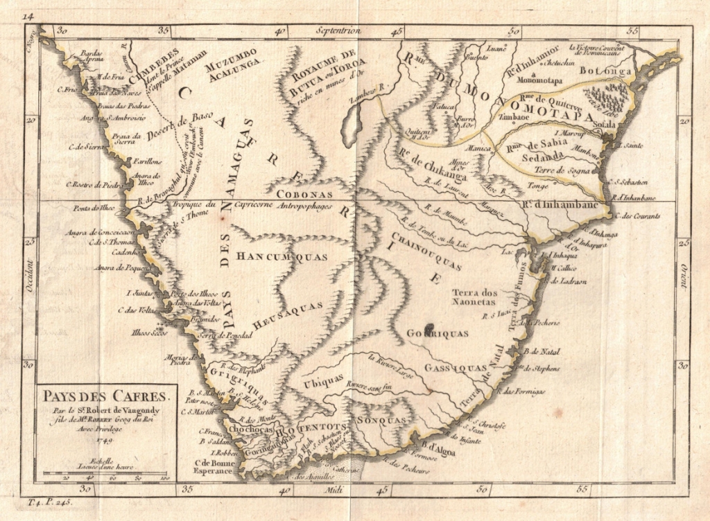 [mapa, Afryka Południowa, 1749] Pays des Cafres