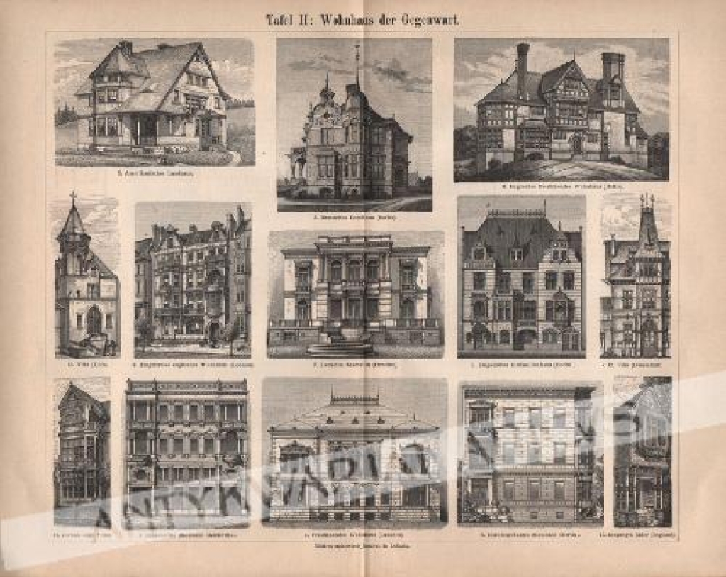 [rycina 1897] Tafel II: Wohnhaus der Gegenwart [współczesne rezydencje]