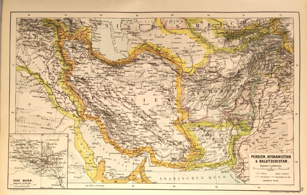 [mapa, Persja, Afganistan, Beludżystan, ok. 1892 r.] Persien, Afghanistan & Balutschistan