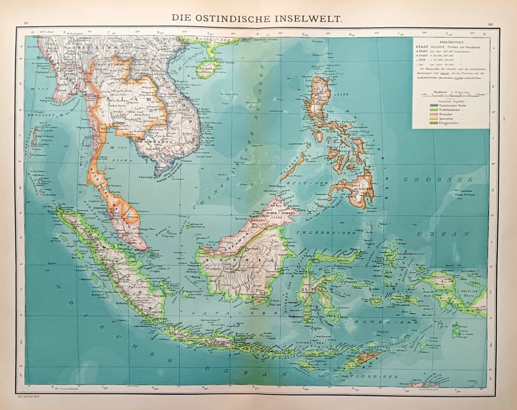 [mapa, 1900] Die ostindische Inselwelt [Indochiny, Indonezja, dawniej Indie Wschodnie]