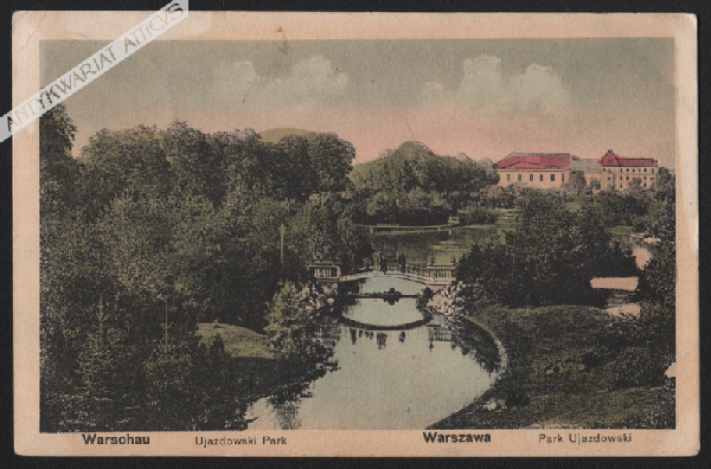 [pocztówka, ok. 1916] Warszawa. Park Ujazdowski Warschau. Ujazdowski Park
