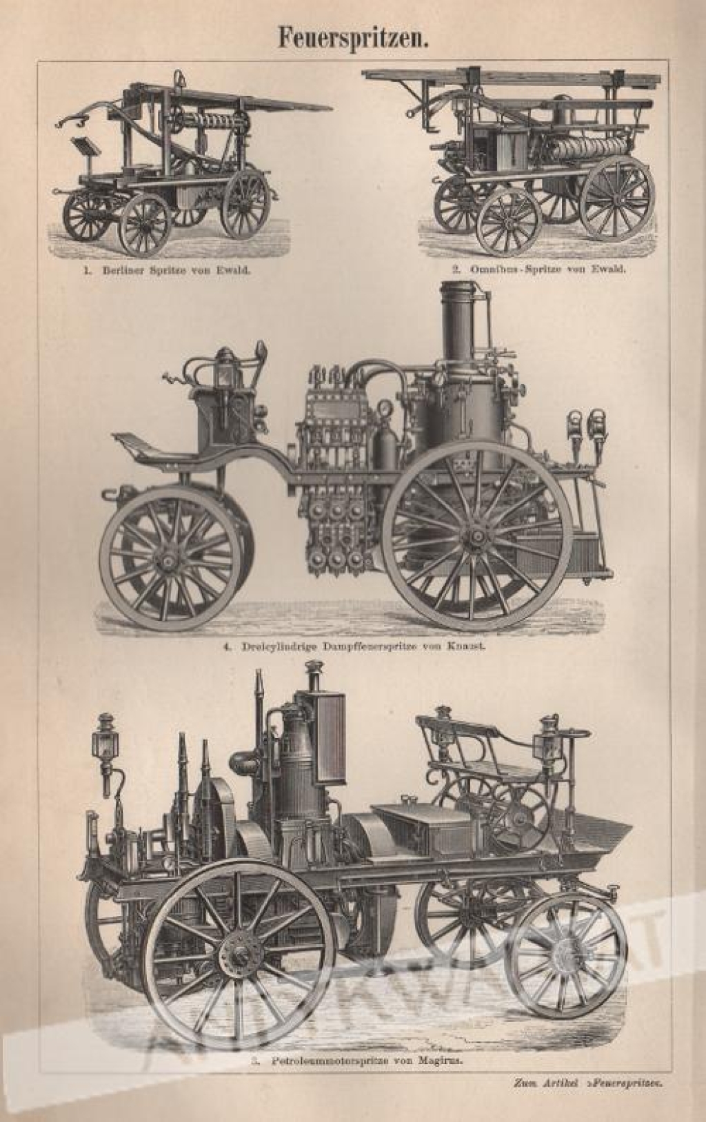 [rycina, 1895] Feuerspritzen. Feuerschutz. [wozy strażackie, pożarnictwo]