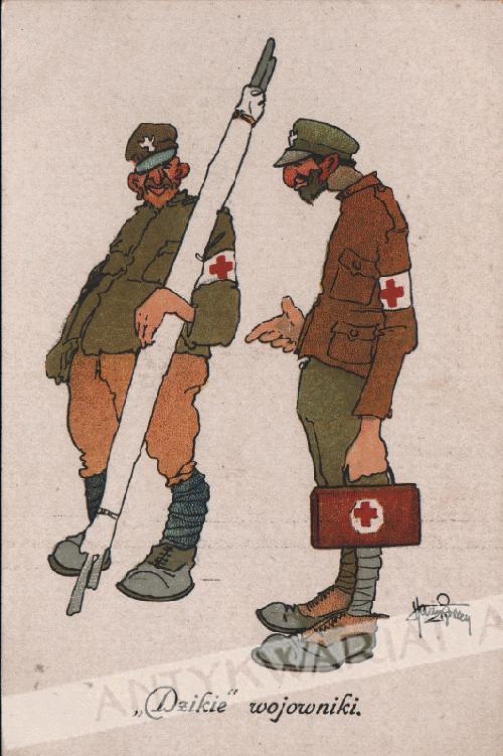 [pocztówka, ok. 1920] \"Dzikie\" wojowniki