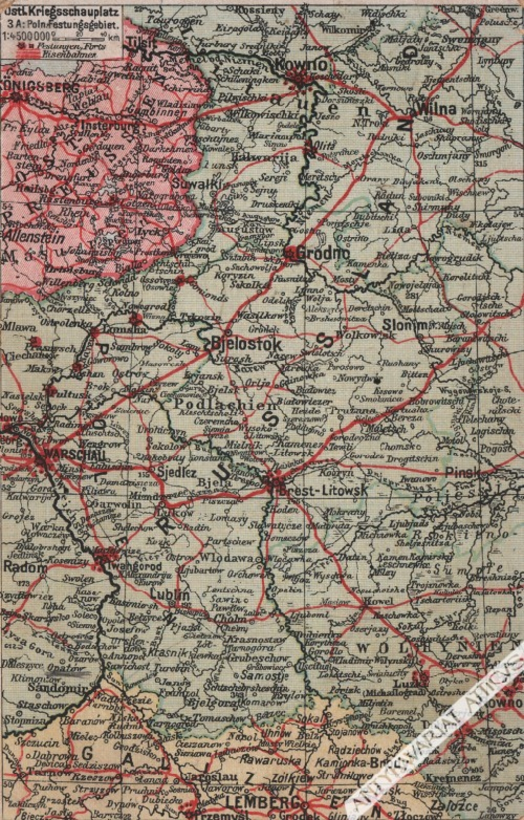 [pocztówka, ok. 1916] Ostl. Kriegsschauplatz 3 A: Poln. Festungsgebiet. [Front wschodni. Rejon umocniony na ziemiach polskich]