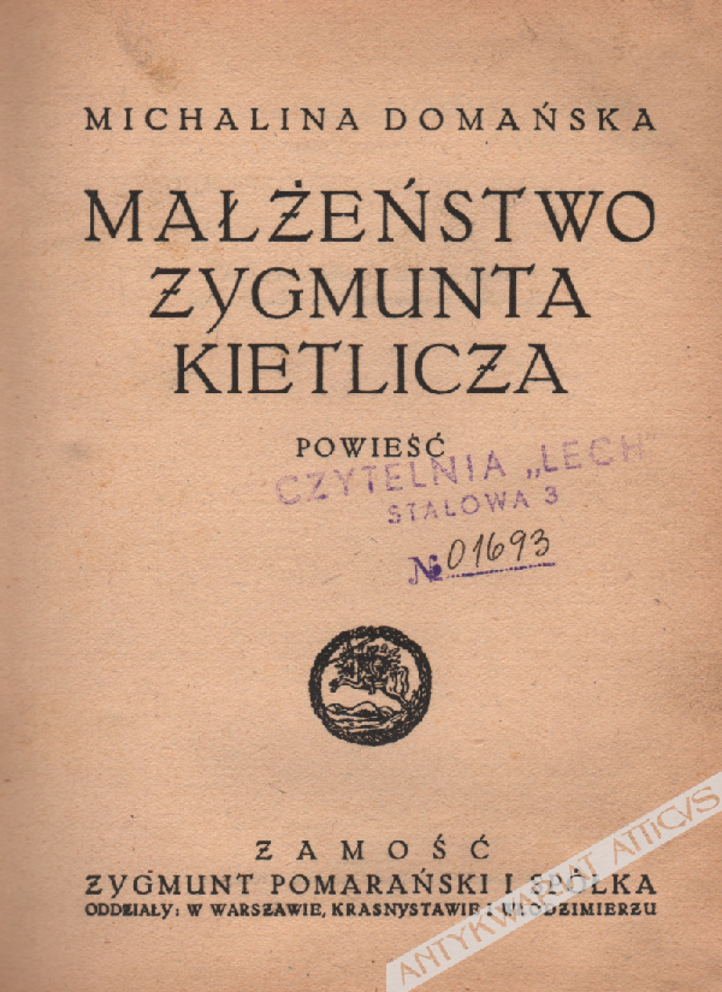 Małżeństwo Zygmunta Kietlicza. Powieść
