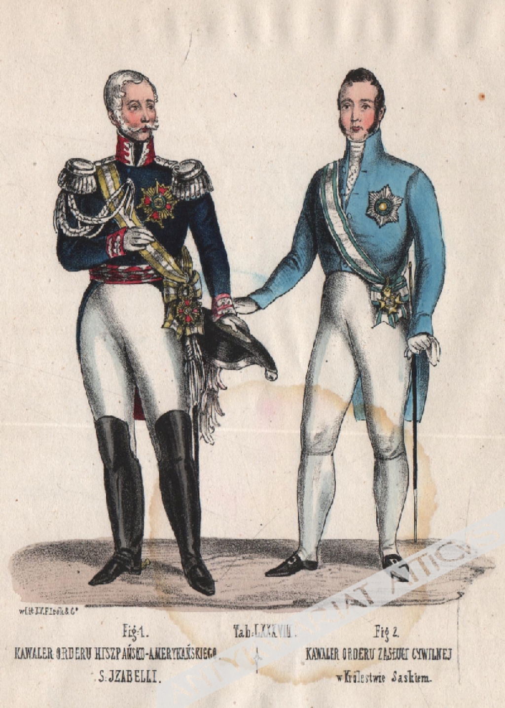 [rycina, ok. 1848] Kawaler Orderu Hiszpańsko-Amerykańskiego S. Izabelli.Kawaler Orderu Zasługi Cywilnej w Królestwie Saskiem.
