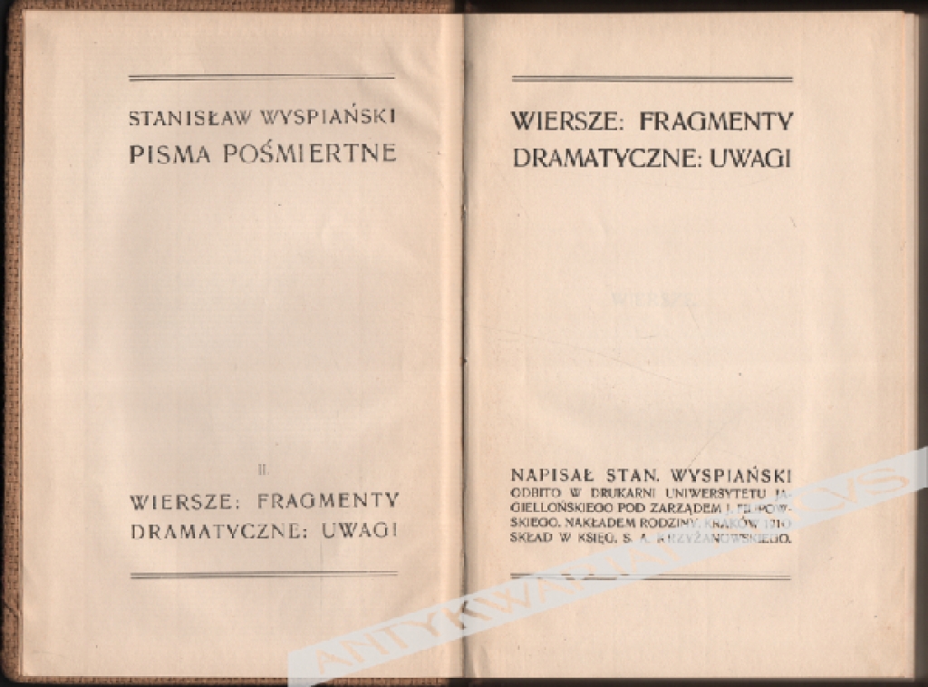 Wiersze, fragmenty dramatyczne, uwagi