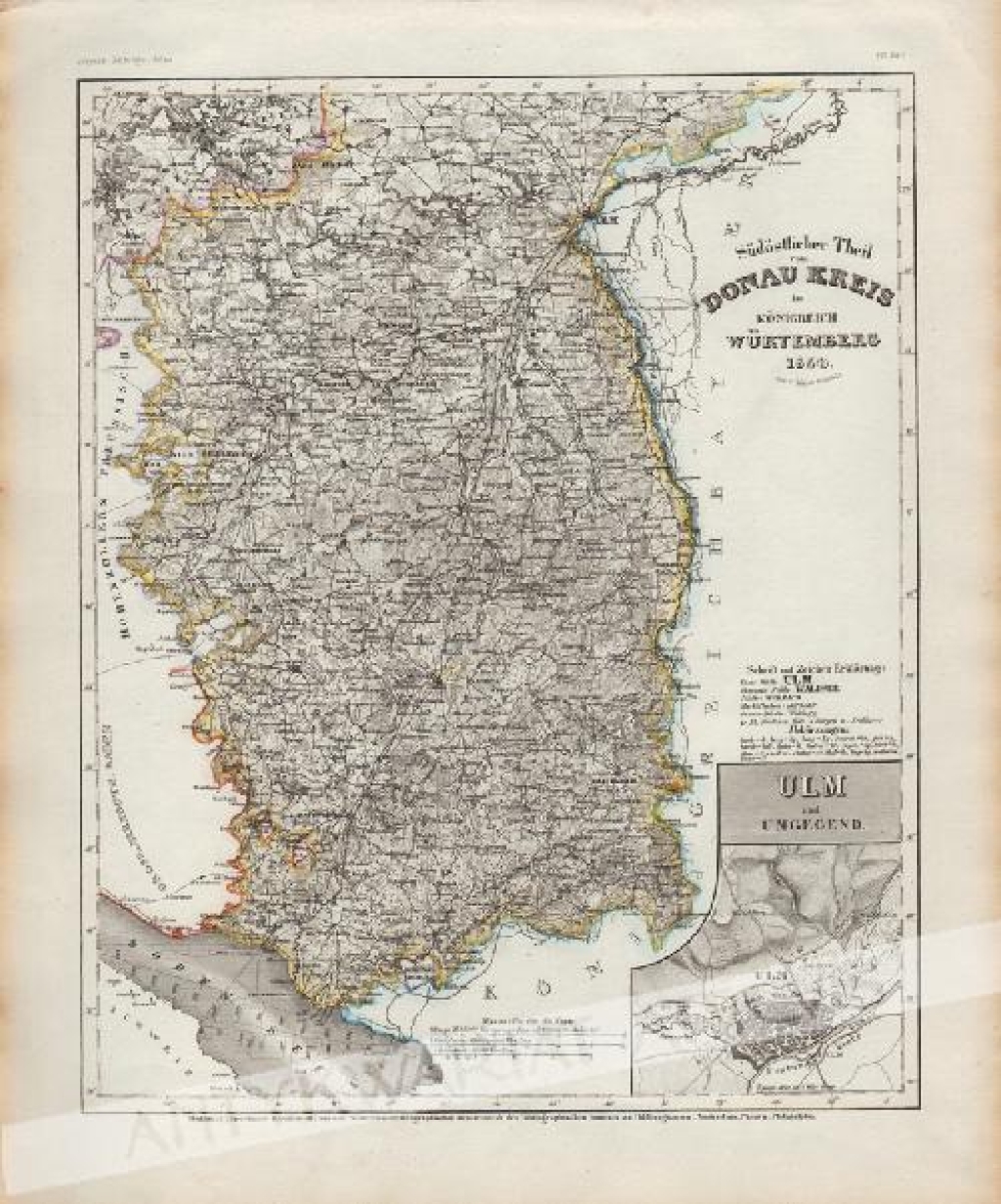 [mapa, Niemcy, Alb-Donau-Kreis 1850] Sudostlicher Theil Donau Kreis im Konigreich Wurtemberg