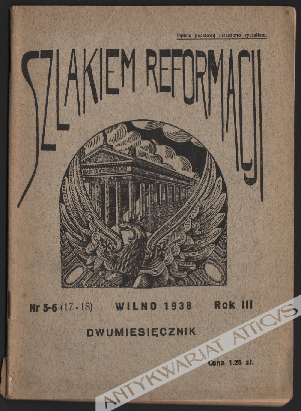 Szlakiem Reformacji. Organ Wileńskiego Kościoła Ewangelicko-Reformowanego. Dwumiesięcznik, rok III (1938), nr 5-6 (17-18)