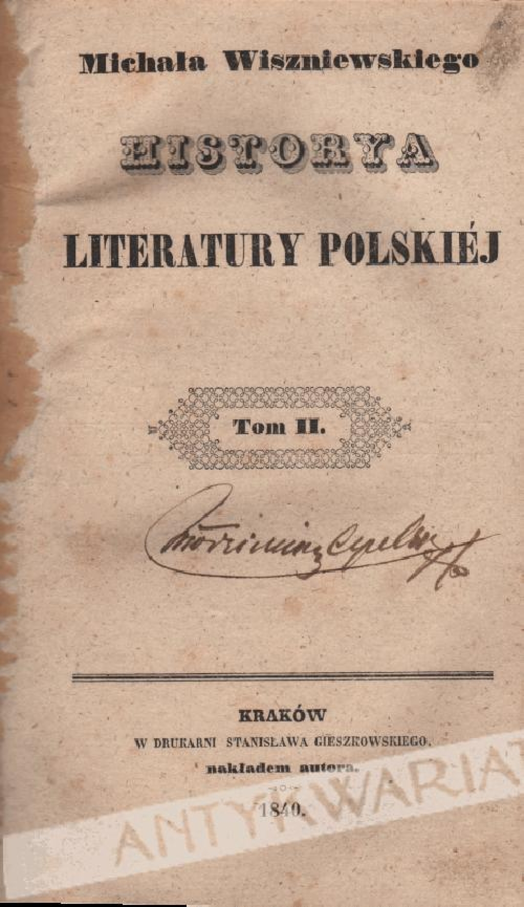 Historya literatury polskiej, t. II