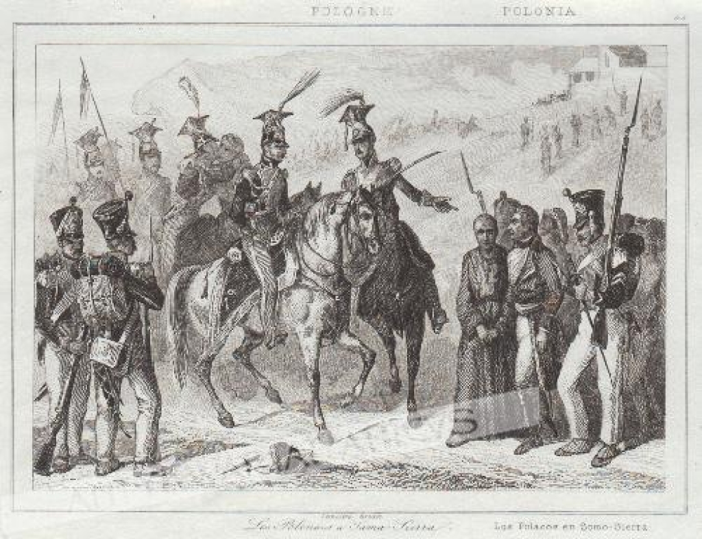 [rycina, 1840] Les Polonais a Somo-SierraLos Polacos en Somo-Sierra [Polacy pod Somosierrą]