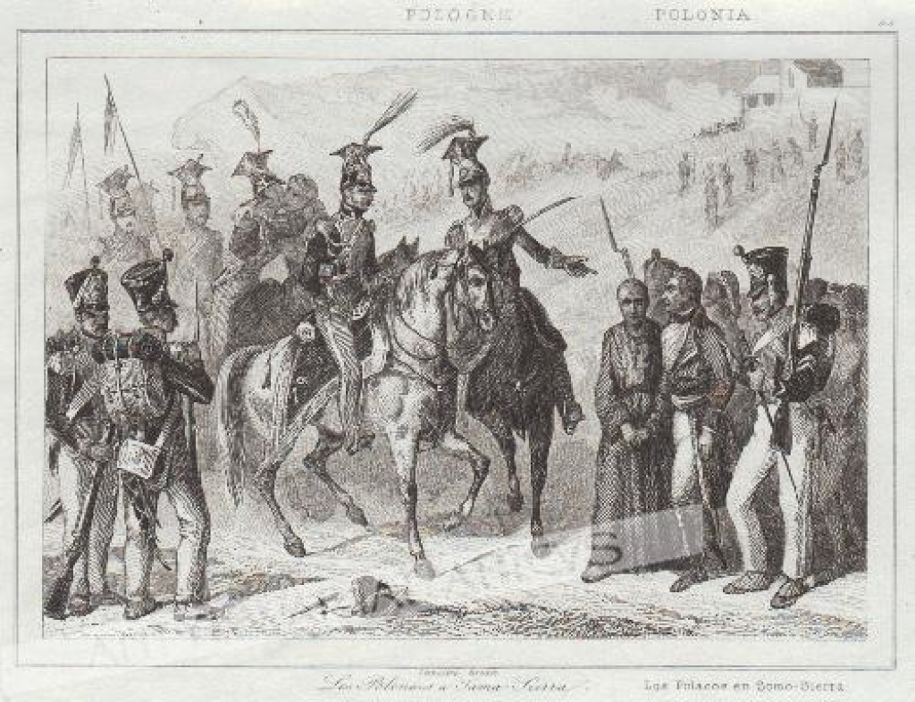[rycina, 1840] Les Polonais a Samo-Sierra  [Polacy pod Somosierrą]