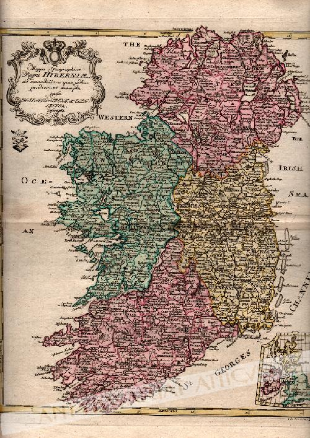[mapa Irlandii, 1760] Tabula Geographica Regni Hiberniae ad emendatiora quae adhuc prodierunt exempla jussu Acad. Reg. Scient et Eleg Litter descripta