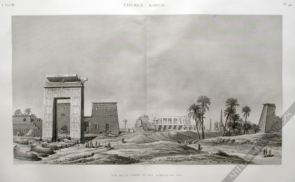 [rycina, 1812] Thebes. Karnak. Vue de la porte et des temples du sud.