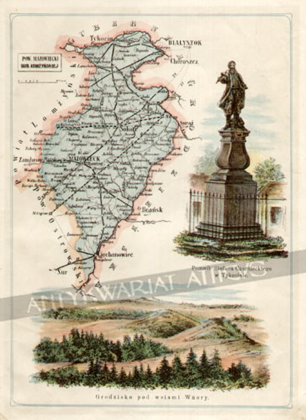 [mapa, 1907] Powiat Mazowiecki Gubernii Łomżyńskiej