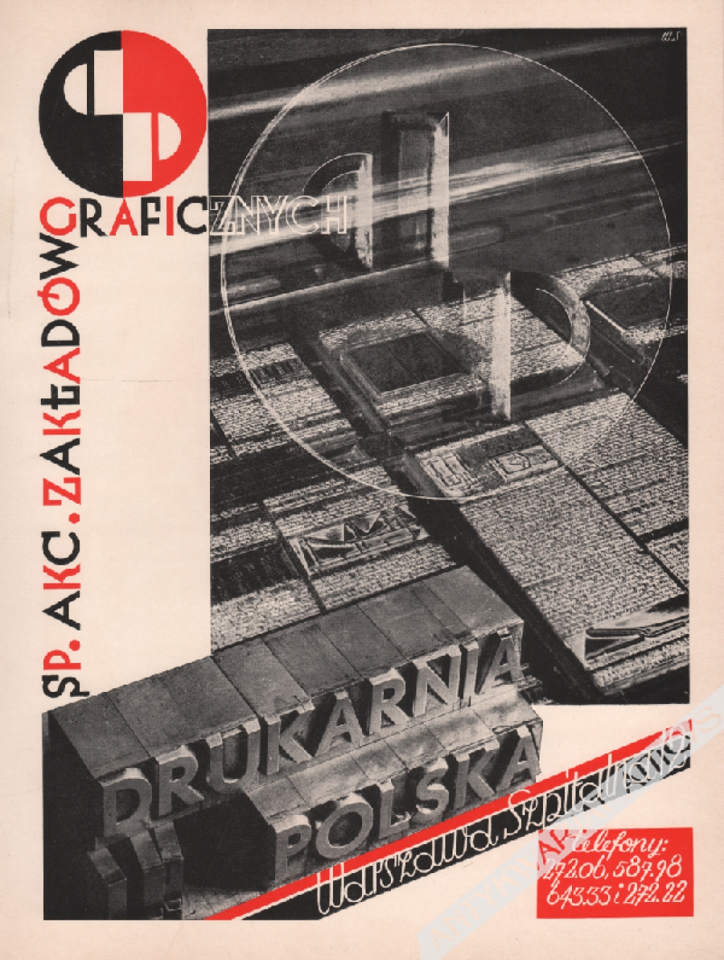 [druk reklamowy, 1935] Drukarnia Polska Sp. Akc. Zakładów Graficznych, Warszawa, Szpitalna 12