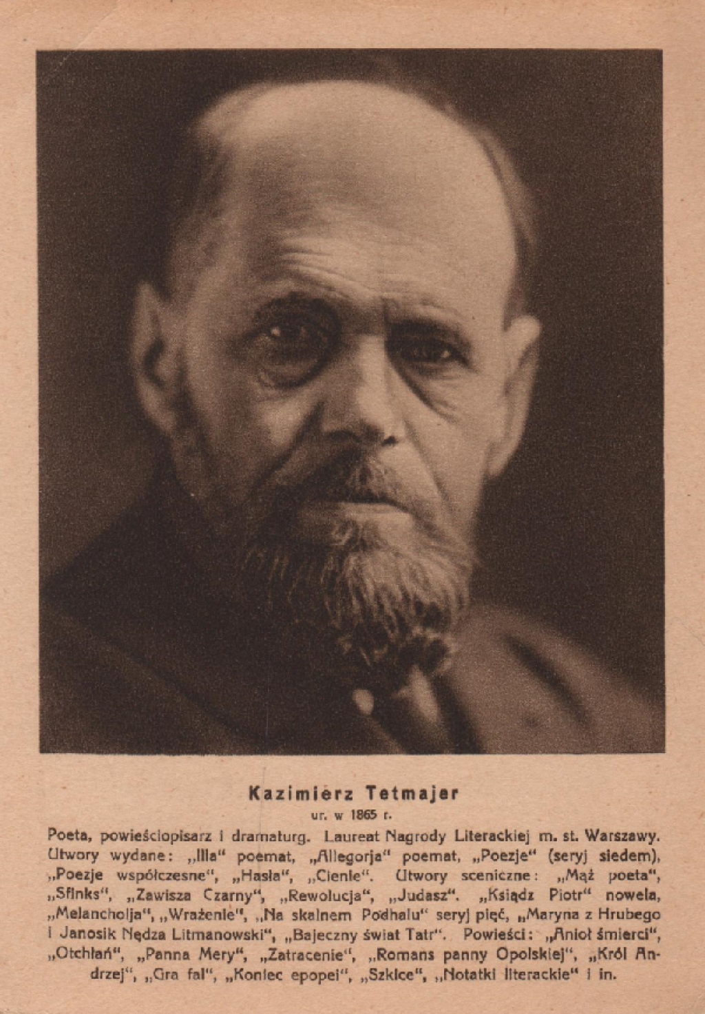 [pocztówka, 1933] Kazimierz Tetmajer