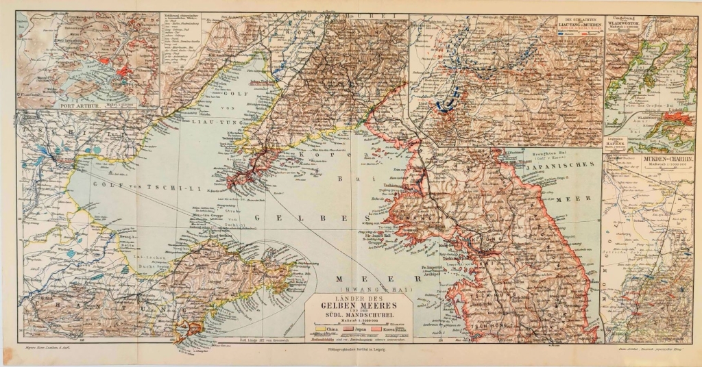 [mapa, 1907] Lander des Gelben Meeres und der Sudl. Mandschurei [Morze Żółte, Chiny, Japonia, Mandżuria]