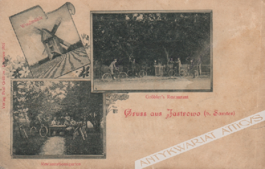 [pocztówka, 1901] [Jastrowo, koło Szamotuł] Gruss aus Jastrowo (b. Samter). Grobler's Restaurant