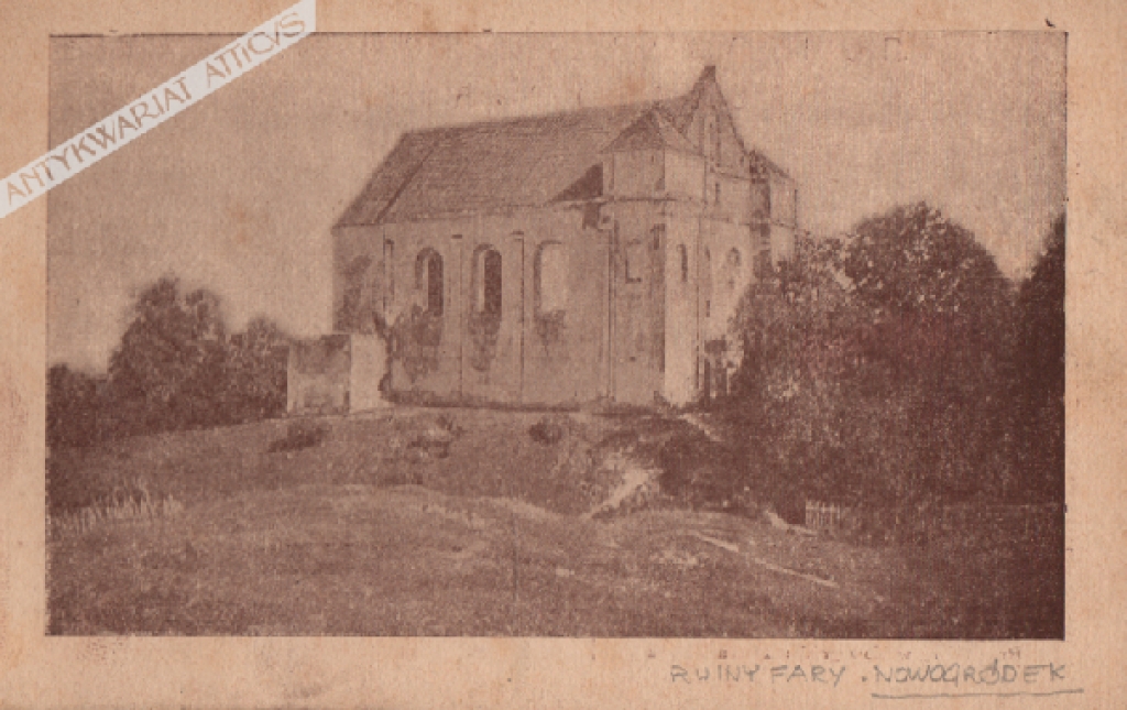 [pocztówka, lata 1920-te] Ruiny fary w Nowogródku ziemia Mińska