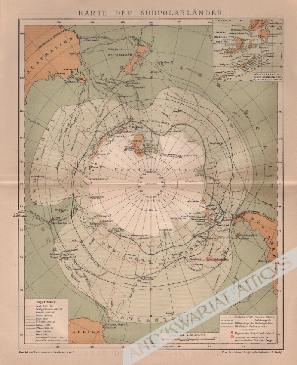 [mapa, 1895] Karte der Sudpolarlander [Antarktyda]
