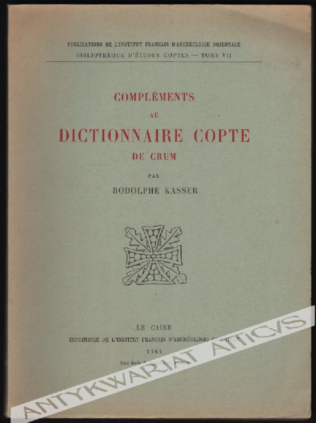 Compléments au dictionnaire copte de Crum.