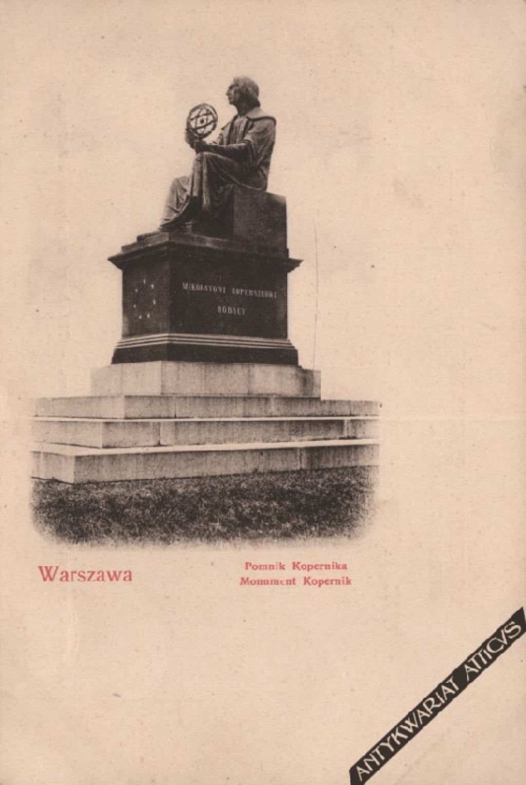 [pocztówka, ok. 1900] Warszawa. Pomnik Kopernika. Monument Kopernik