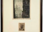 [grafika, przed 1944] Stare Miasto w deszczu, Warszawa [oraz] Brama Kamienicy pod Okrętem
