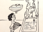[rysunek, 1977] " - Proszę bardzo, mogę się wykąpać, ale po co brudzić taką czystą wodę !"