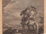 [rycina, ok. 1760]  Falconier Knecht den Uhu auf der Hand führend... [łowy z sokołem]