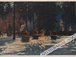 [pocztówka, lata 1930-te] Julian Fałat: Nagonka przed polowaniem