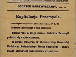 [pocztówka, 1915 r.] Kurjer Warszawski. Kapitulacja Przemyśla, Piotrogród  22-go marca...