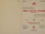Mokotowska Fabryka Chemiczno-Farmaceutyczna Adolf Gąsecki i Synowie. Cennik wyrobów własnych /druk reklamowy/Warszawa, Marzec 1936