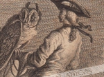 [rycina, ok. 1760]  Falconier Knecht den Uhu auf der Hand führend... [łowy z sokołem]