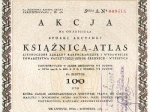 [akcja] Spółka Akcyjna Książnica-Atlas Zjednoczone Zakłady Kartograficzne i Wydawnicze Towarzystwa Nauczycieli Szkół Średnich i Wyższych, akcja na 100 zł