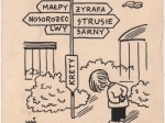 [rysunek, 1984] "Drogowskaz w zoo!"