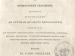 Opera quae supersunt omnia ac deperditorum fragmenta recognovit et singulis libris ad optimam quamque recensionem castigatis cum varietate lambiniana MDLXVI, graevio-cartoniana, ernestiana, beckiana, schuetziana, ac praestantissimarum cuiusque libri editi