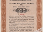 [obligacja, 1937] Rzeczpospolita Polska. Obligacja 4,5 % wewnętrznej pożyczki państwowej 1937 r. wartości imiennej 500 zł.