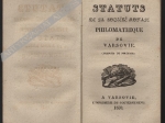 Status de la Societe Royale Philomathique de Varsovie