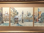 [akwarela, 1932] Tryptyk - Warszawa. Stare Miasto
