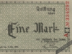[banknot z getta w Łodzi, 1 marka, 1940] Quittung uber Eine Mark
