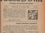 Myśl Niepodległa, rok 1922 (nr 586-601) Myśl Narodowa. Tygodnik polityczno-społeczny, rok 1922 (nr 15) [współoprawne]