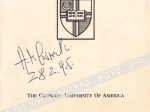 [autograf Henryka Mikołaja Góreckiego] The Catholic University of America. Convocation February 28, 1995. Henryk Mikołaj Górecki for the degree of Doctor of Music, honoris causa